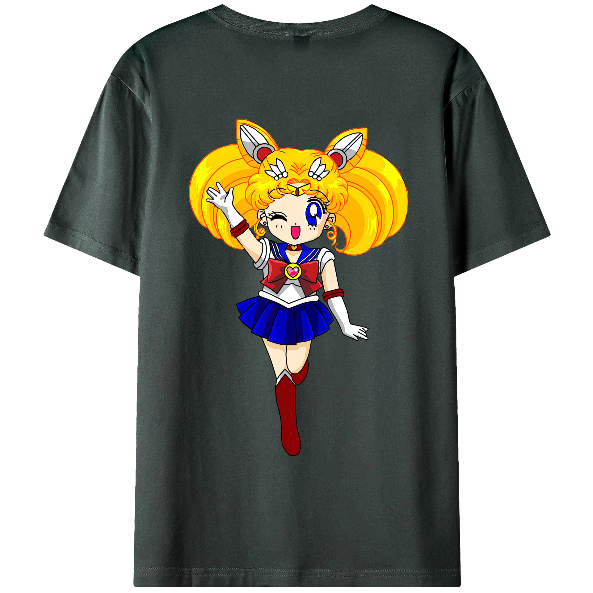 （画像用） 美少女戦士セーラームーン 月野 うさぎ つきの うさぎ Sailor Moon Tsukino Usagi 綿100％ メンズ半袖Tシャツ（バックプリント） 通気性